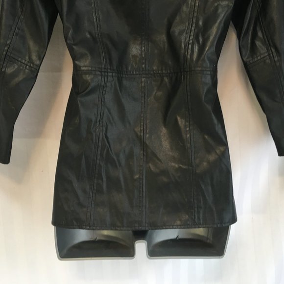Grunge Black Faux Leather Button Jacket Coat Halloween Costume Child Youth Sz 8 - Picture 8 of 11